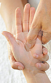 Hand reflexology technique.